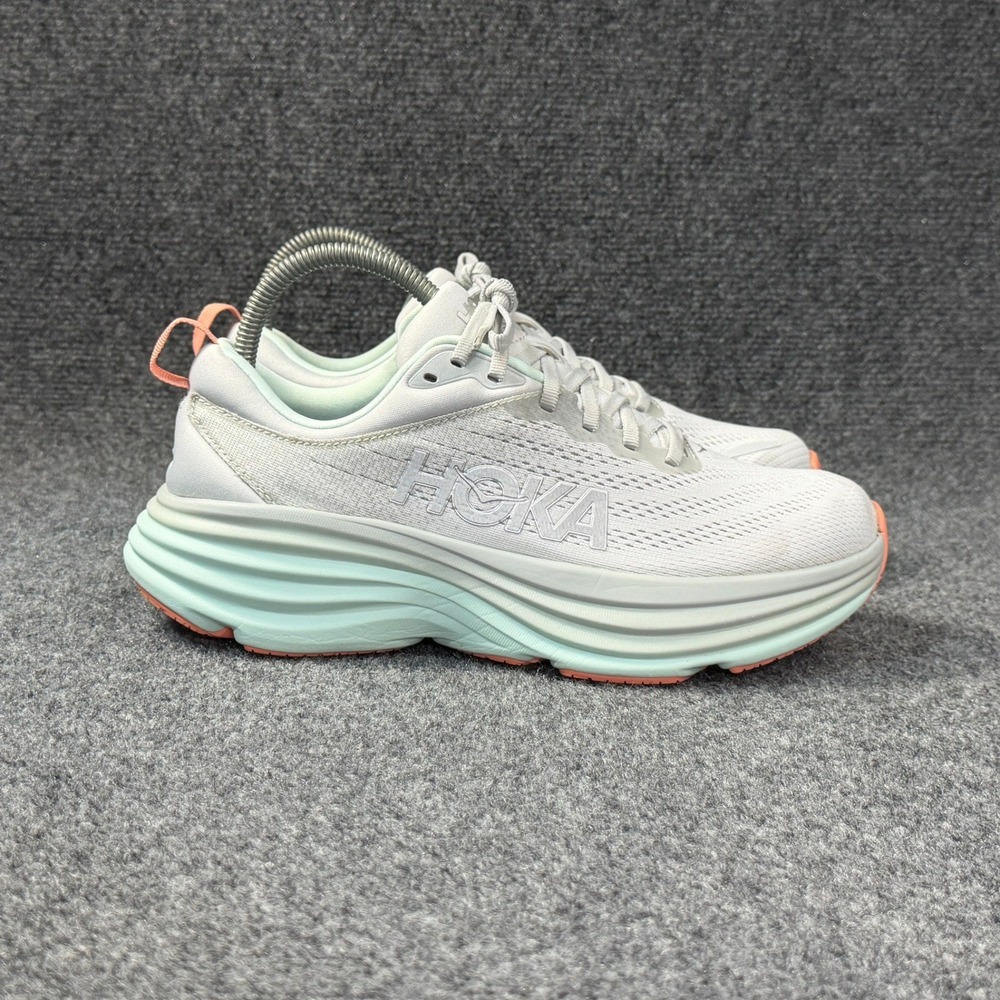 Hoka Bondi 8 Running Shoe Women 9 Stardust Aqua Breeze Athletic Training Sneaker